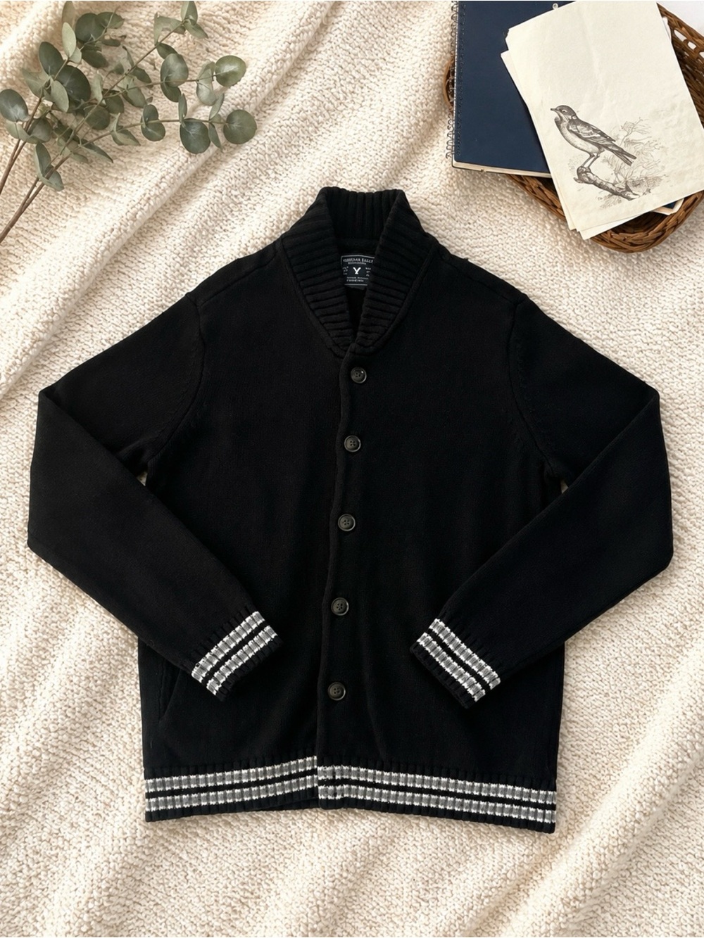 VTG American Eagle Shawl Collar Cardigan sz M